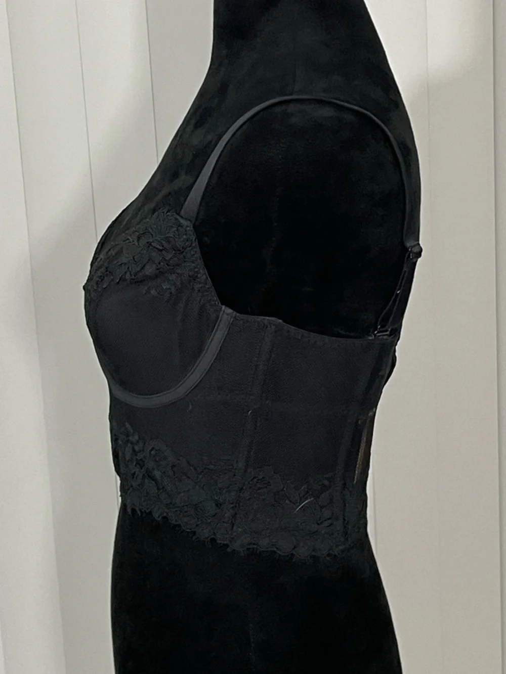 SKIMS Femme Sheer Lace Balconette Corset Bra Lingerie Unlined Underwire Black S - Picture 6 of 10